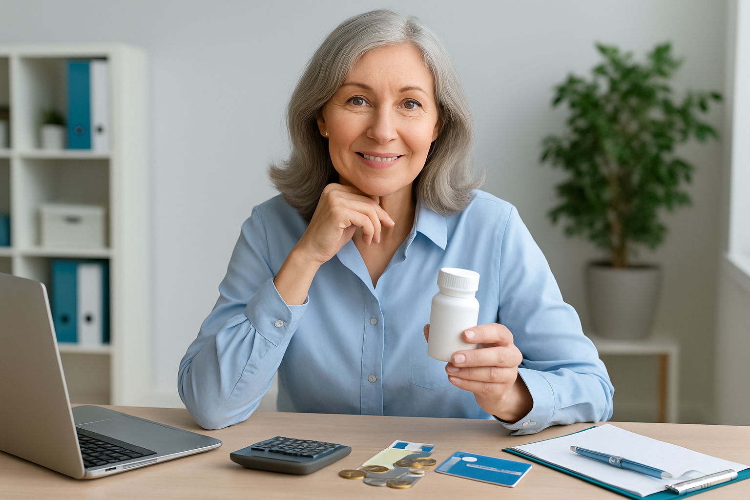 Frau rechnet Kosten für Hormonersatztherapie und prüft Krankenkassenleistungen