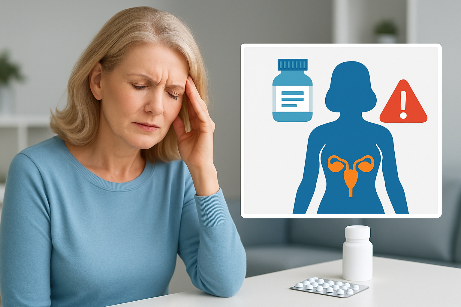 Frau im Gespräch mit Ärztin über Nebenwirkungen der Hormonersatztherapie