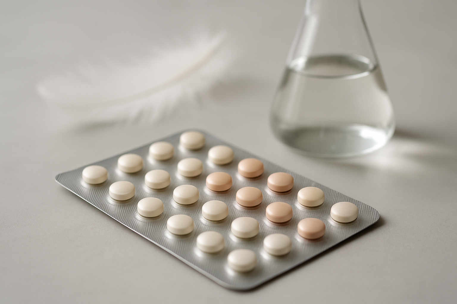 Frau mittleren Alters liest informiert über Hormonersatztherapie bei Wechseljahresbeschwerden